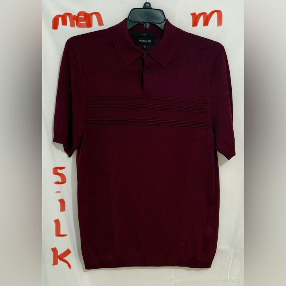 Murano Burgundy Silk Polo Shirt Classic Design